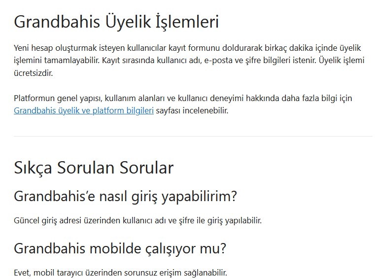 Grandbahis Giriş Adresi